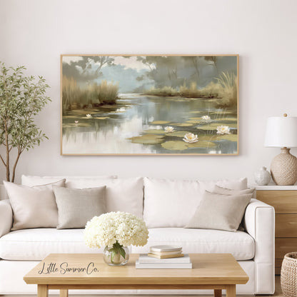 Water Lily Pond Frame TV Art displayed on a TV