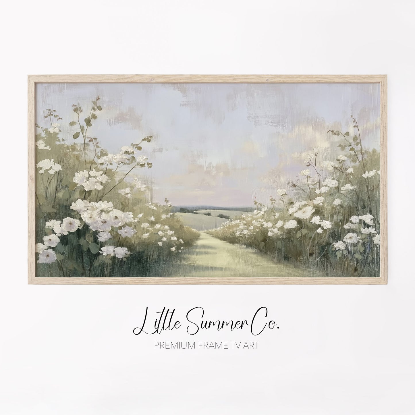 Flower Garden Path Frame TV Art displayed on a TV