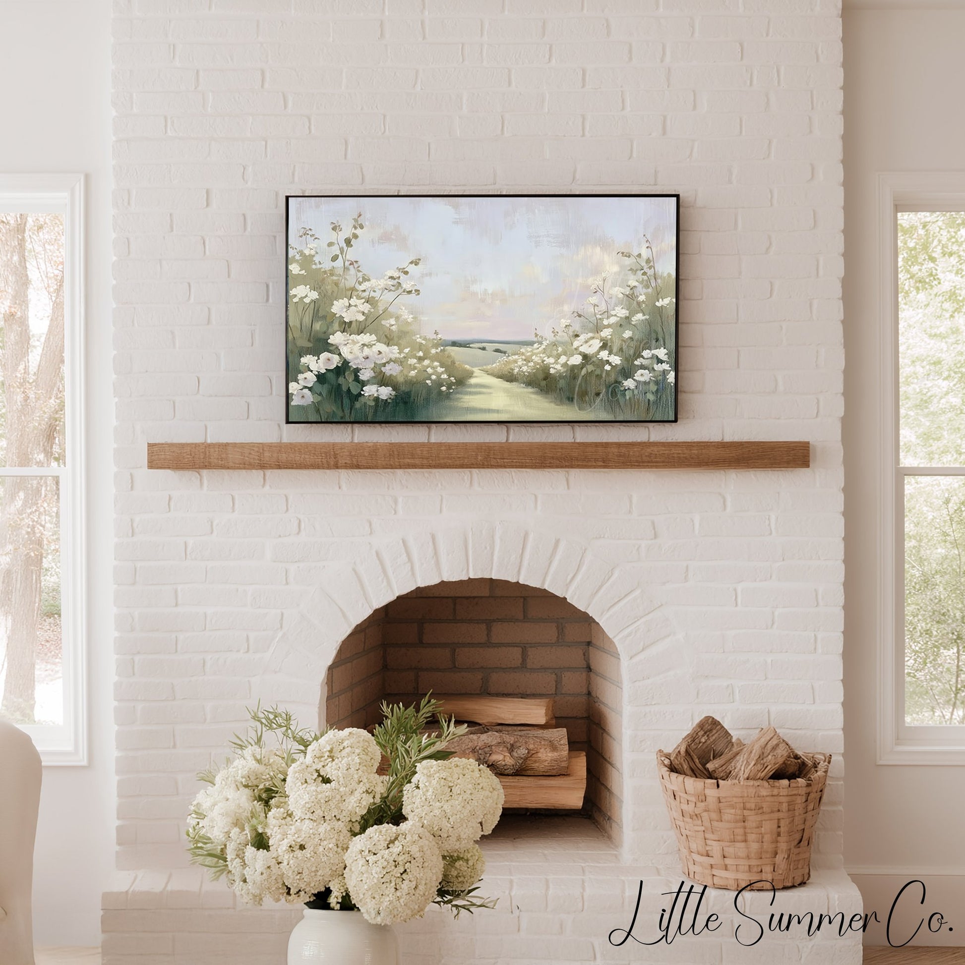 Flower Garden Path Frame TV Art displayed on a TV