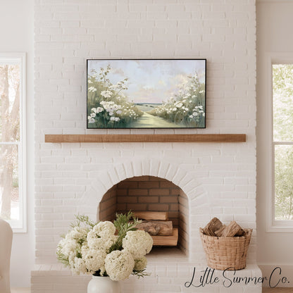 Flower Garden Path Frame TV Art displayed on a TV