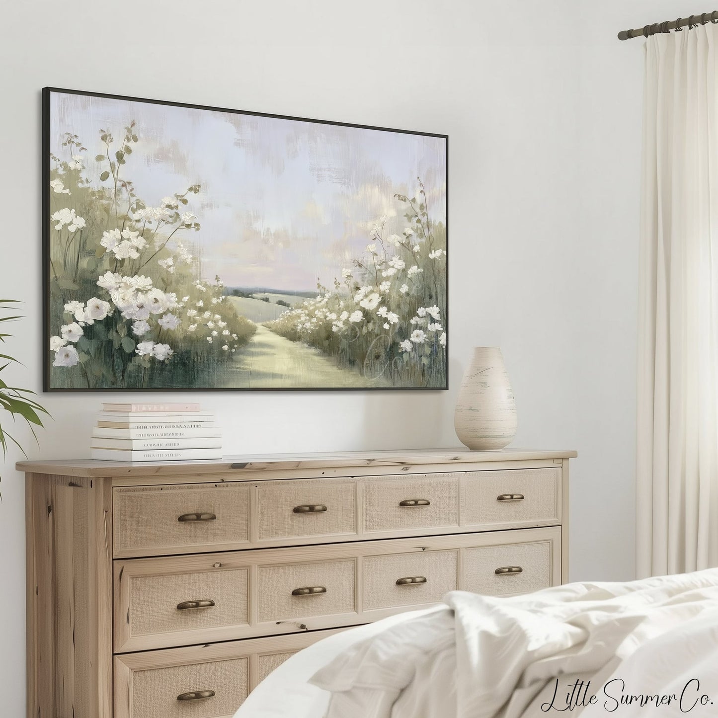 Flower Garden Path Frame TV Art displayed on a TV
