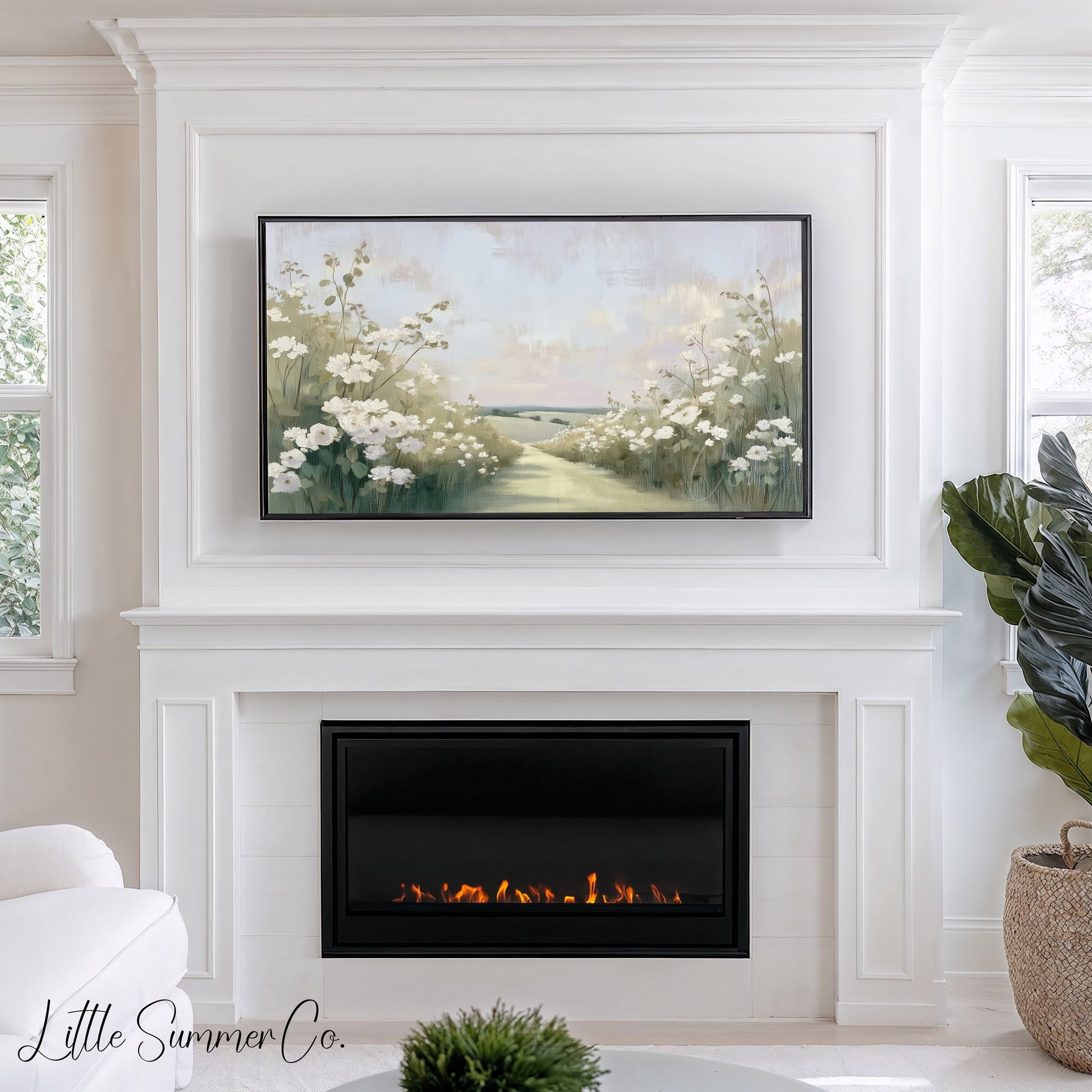 Flower Garden Path Frame TV Art displayed on a TV