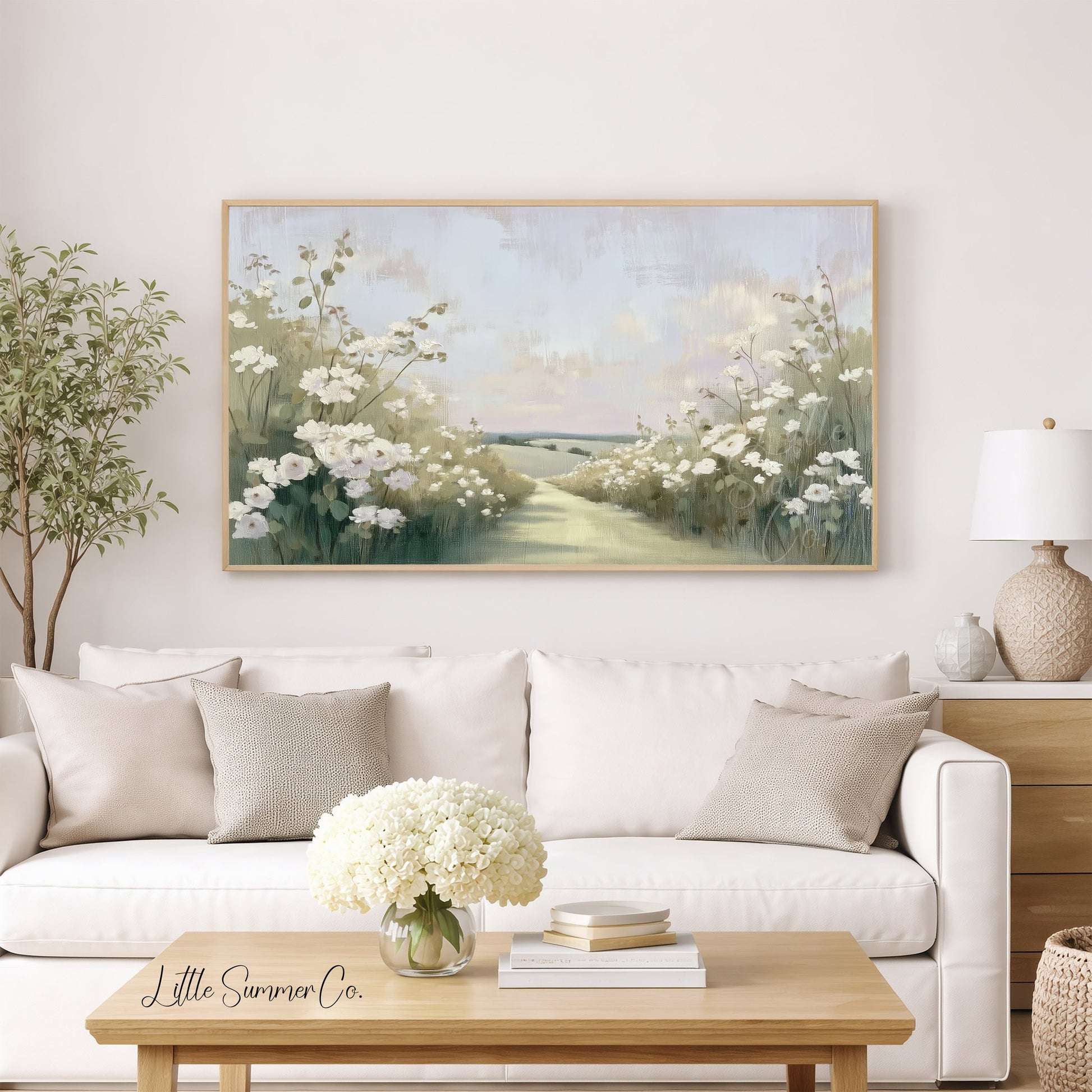 Flower Garden Path Frame TV Art displayed on a TV