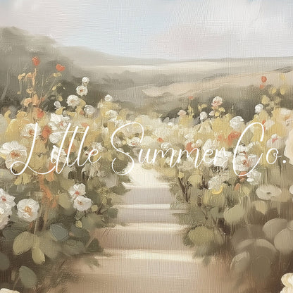 Rose Garden Path Frame TV Art displayed on a TV