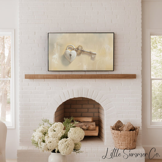 Heart Lock Key Frame TV Art displayed on a TV