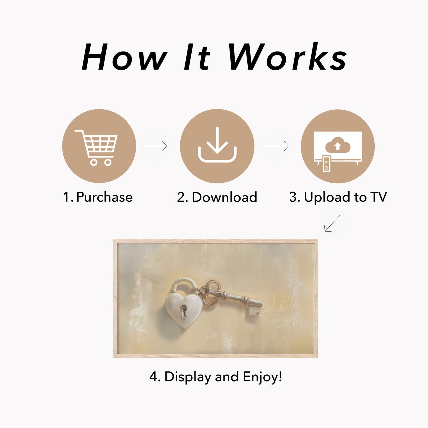 Heart Lock Key Frame TV Art displayed on a TV