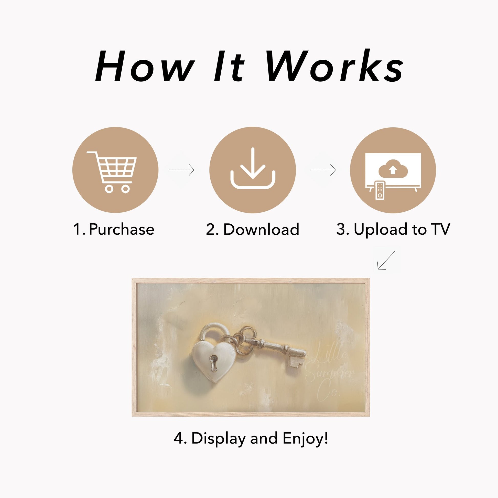 Heart Lock Key Frame TV Art displayed on a TV