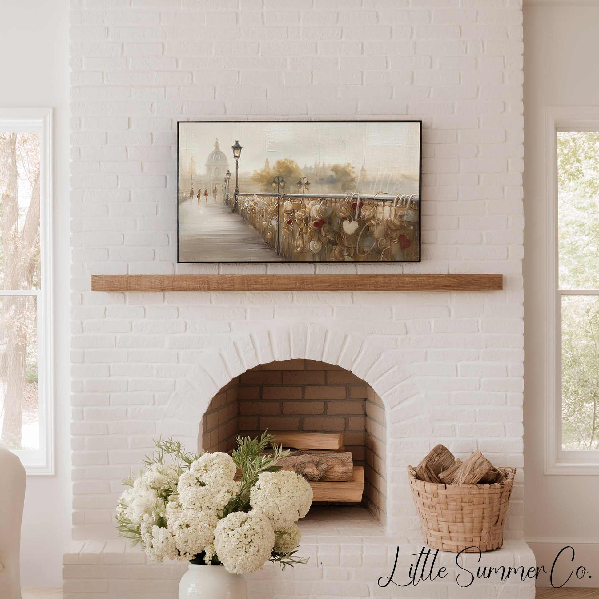 Love Lock Bridge Frame TV Art displayed on a TV