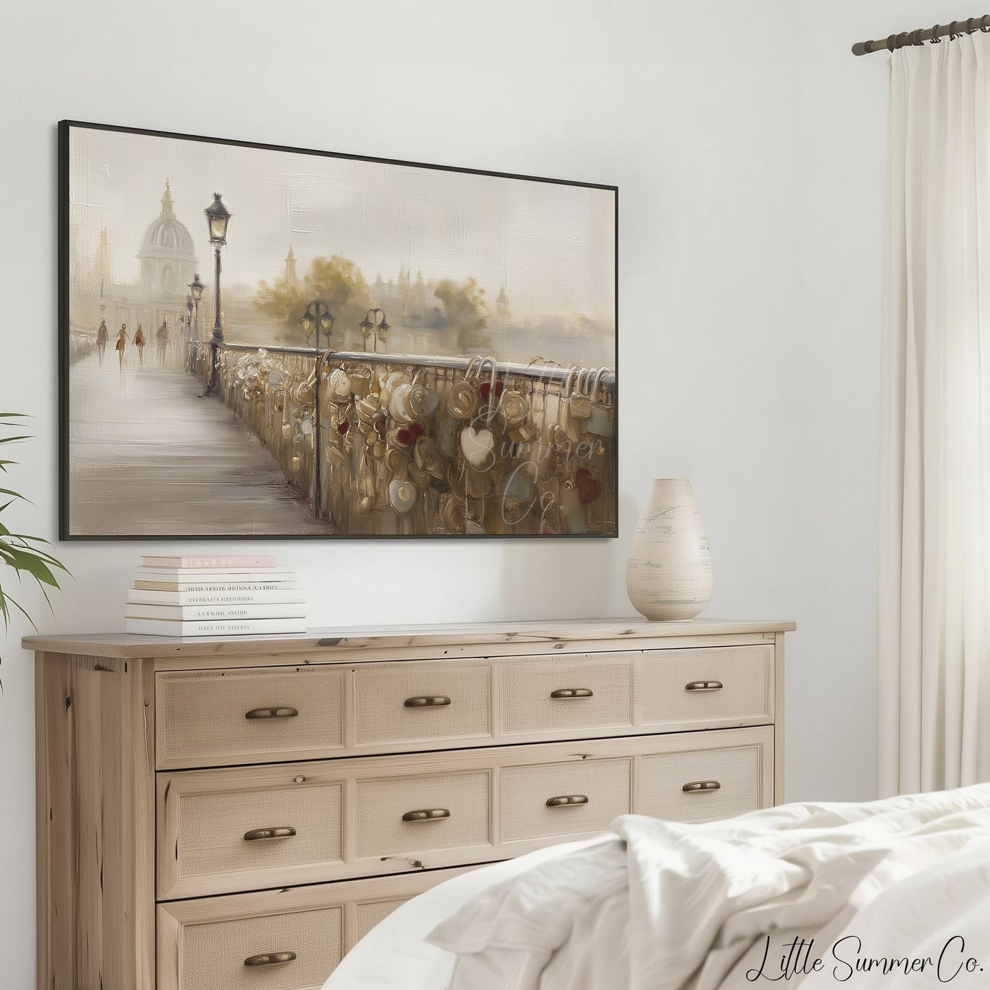 Love Lock Bridge Frame TV Art displayed on a TV