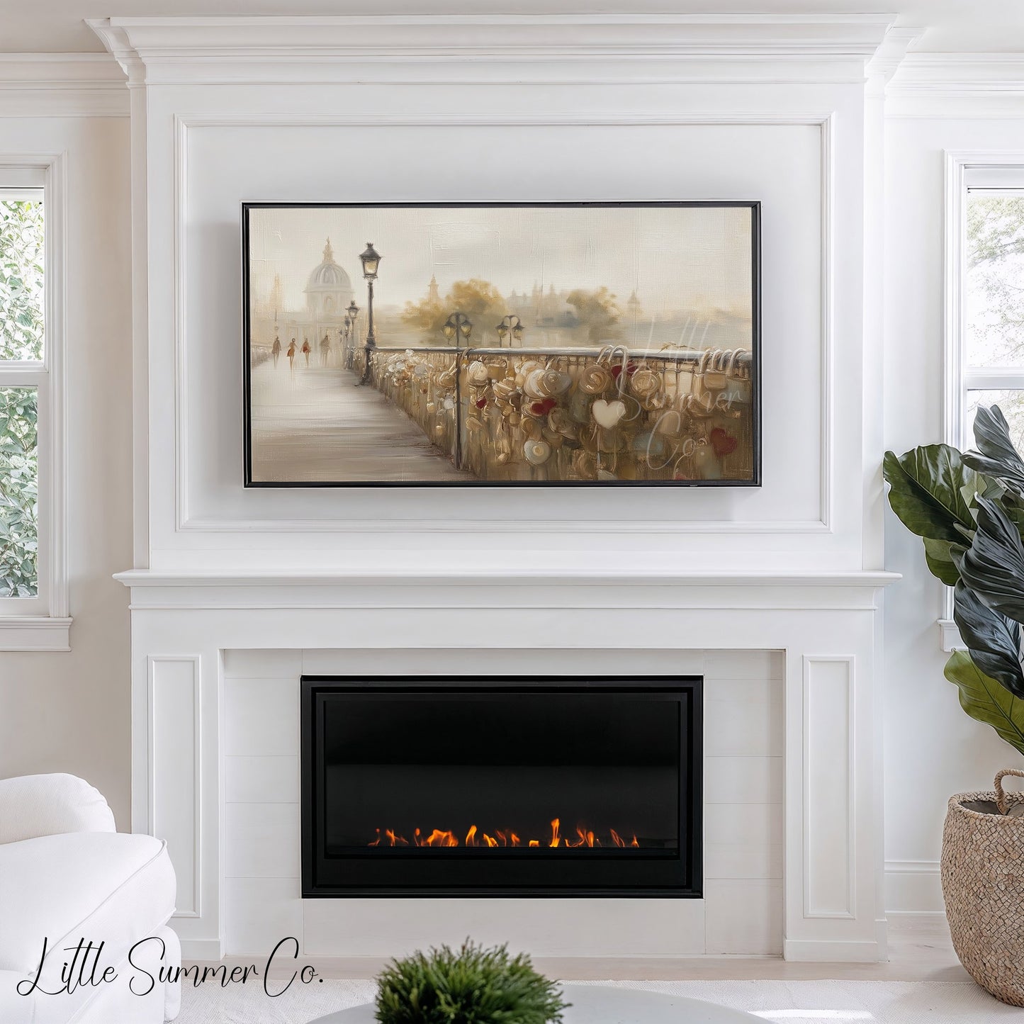 Love Lock Bridge Frame TV Art displayed on a TV