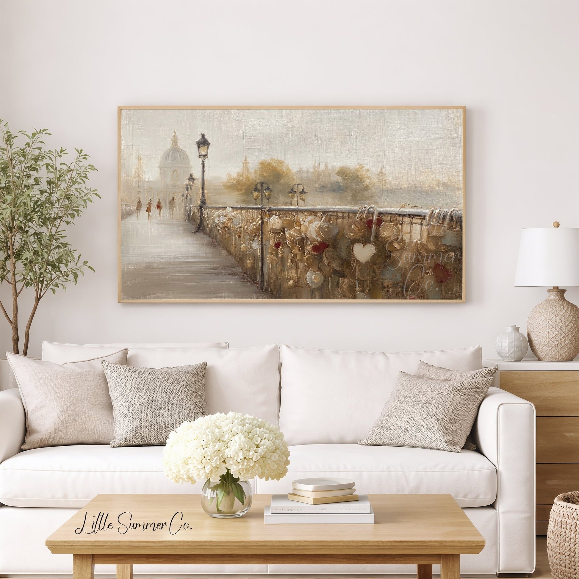 Love Lock Bridge Frame TV Art displayed on a TV