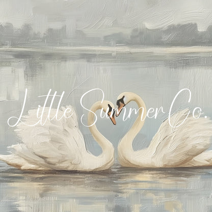 Swan Pair Lake Frame TV Art displayed on a TV