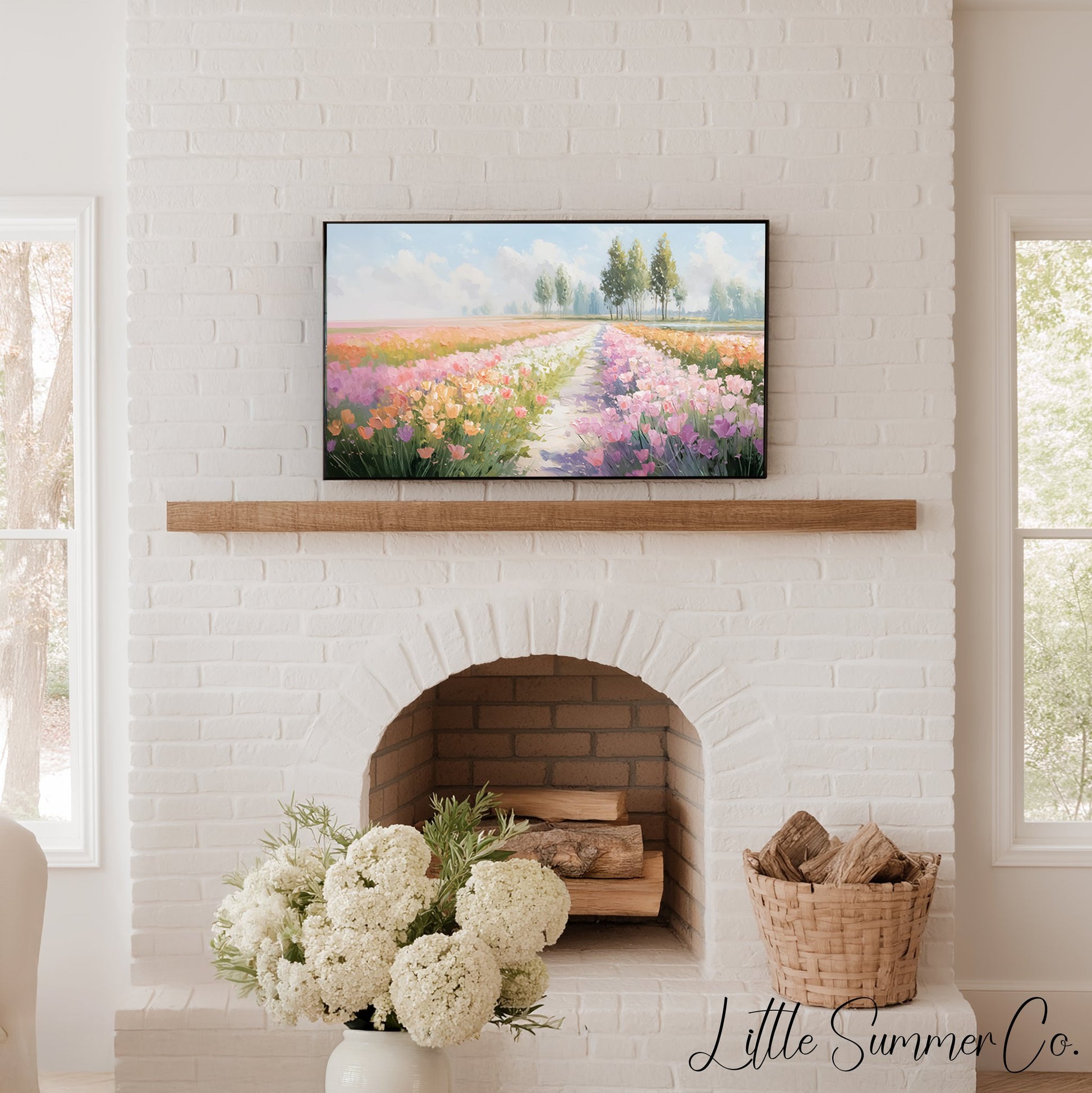 Tulip Path Frame TV Art displayed on a TV