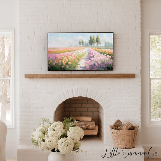 Tulip Path Frame TV Art displayed on a TV