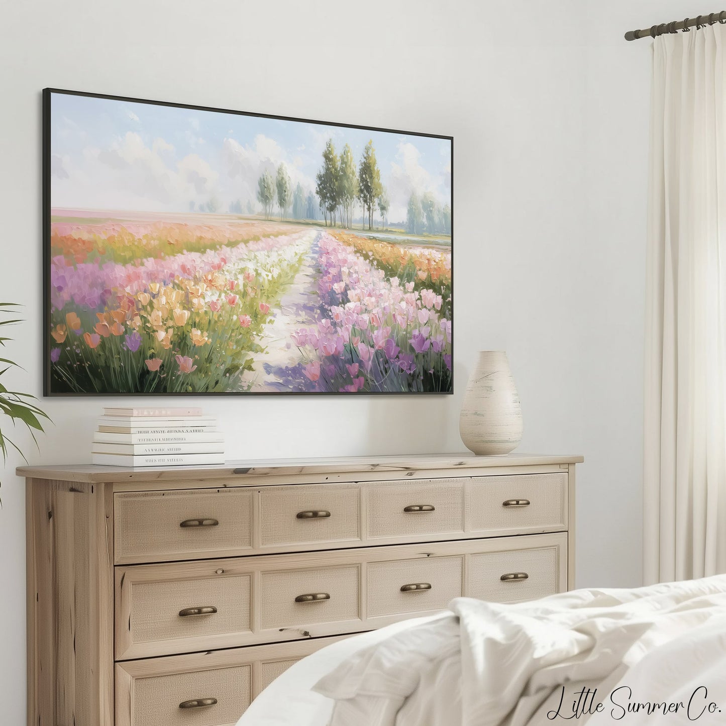 Tulip Path Frame TV Art displayed on a TV