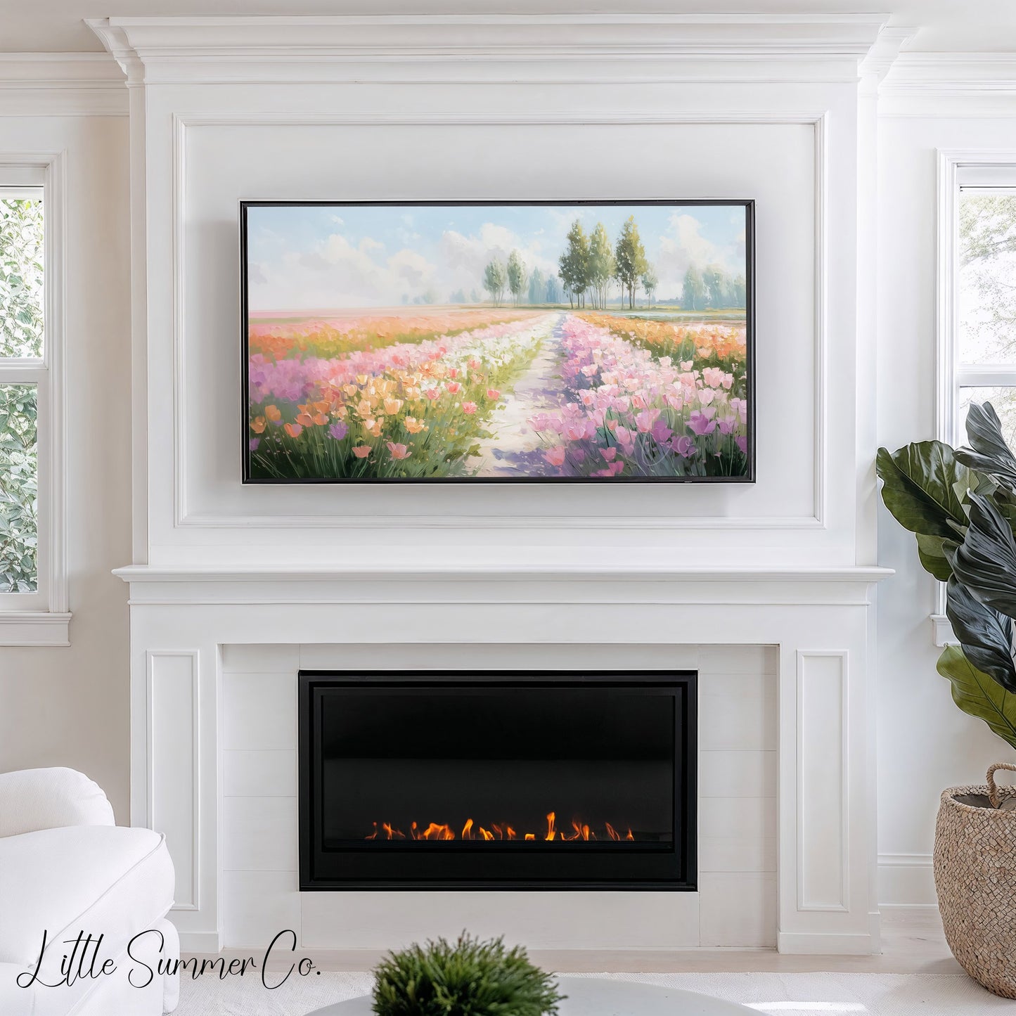 Tulip Path Frame TV Art displayed on a TV