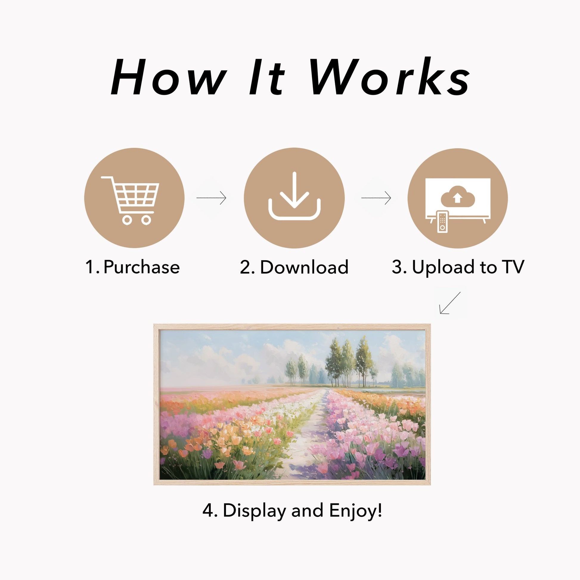 Tulip Path Frame TV Art displayed on a TV