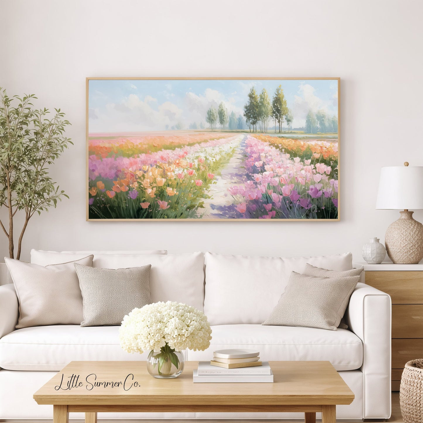 Tulip Path Frame TV Art displayed on a TV