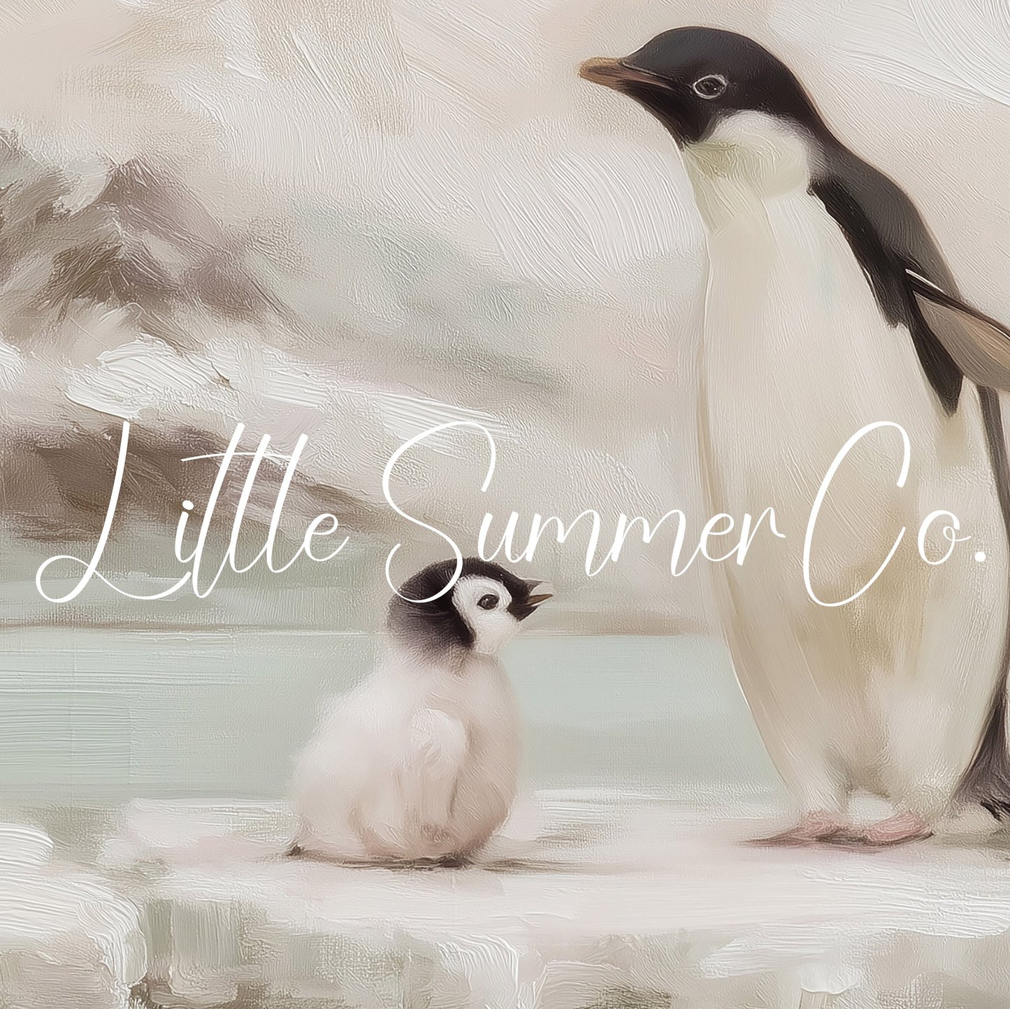 Penguin and Chick Frame TV Art displayed on a TV