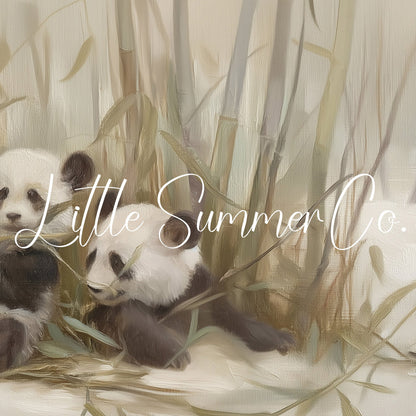 Panda Pair Bamboo Frame TV Art displayed on a TV