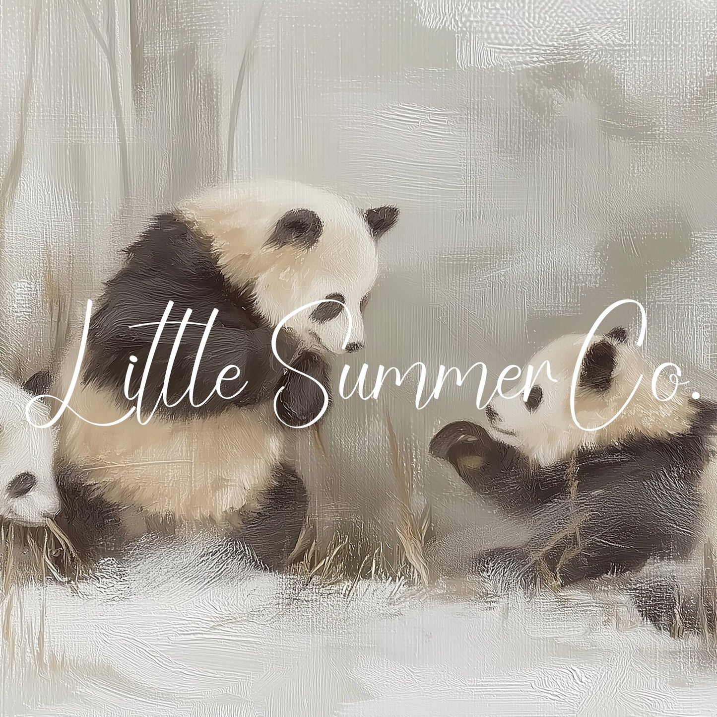 Panda Family in Snow Frame TV Art displayed on a TV