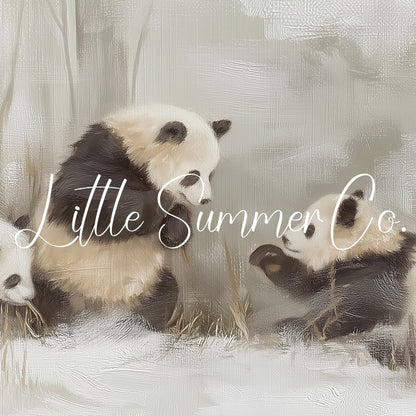 Panda Family in Snow Frame TV Art displayed on a TV
