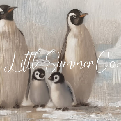 Penguin Family on Ice Frame TV Art displayed on a TV