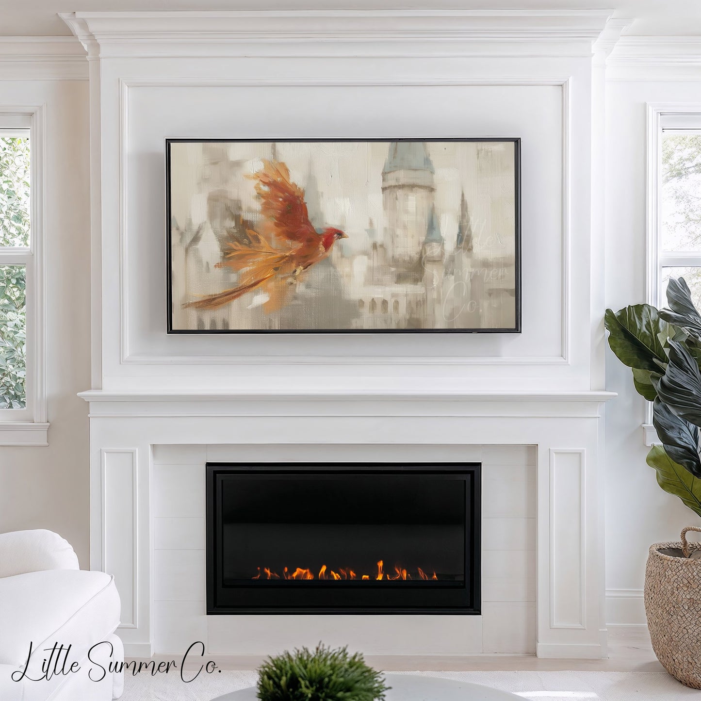 Red Bird by Castle Frame TV Art displayed on a TV