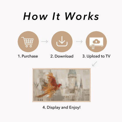 Red Bird by Castle Frame TV Art displayed on a TV