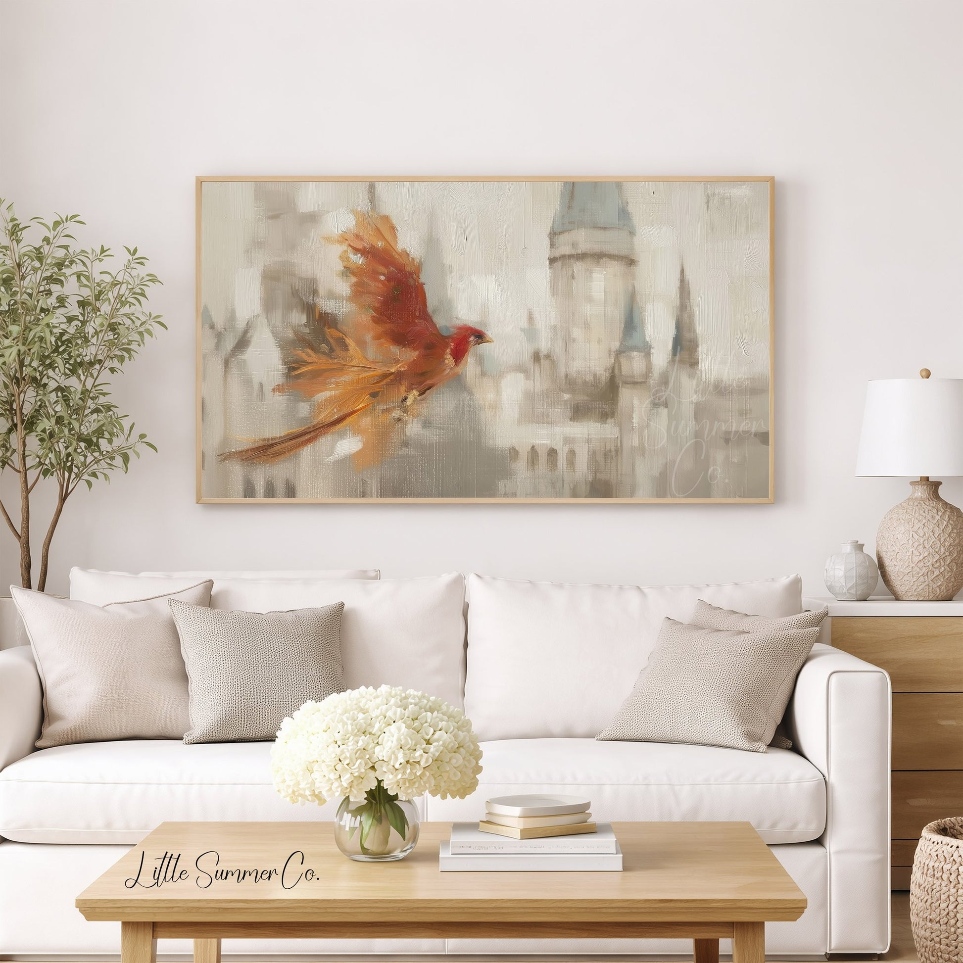 Red Bird by Castle Frame TV Art displayed on a TV
