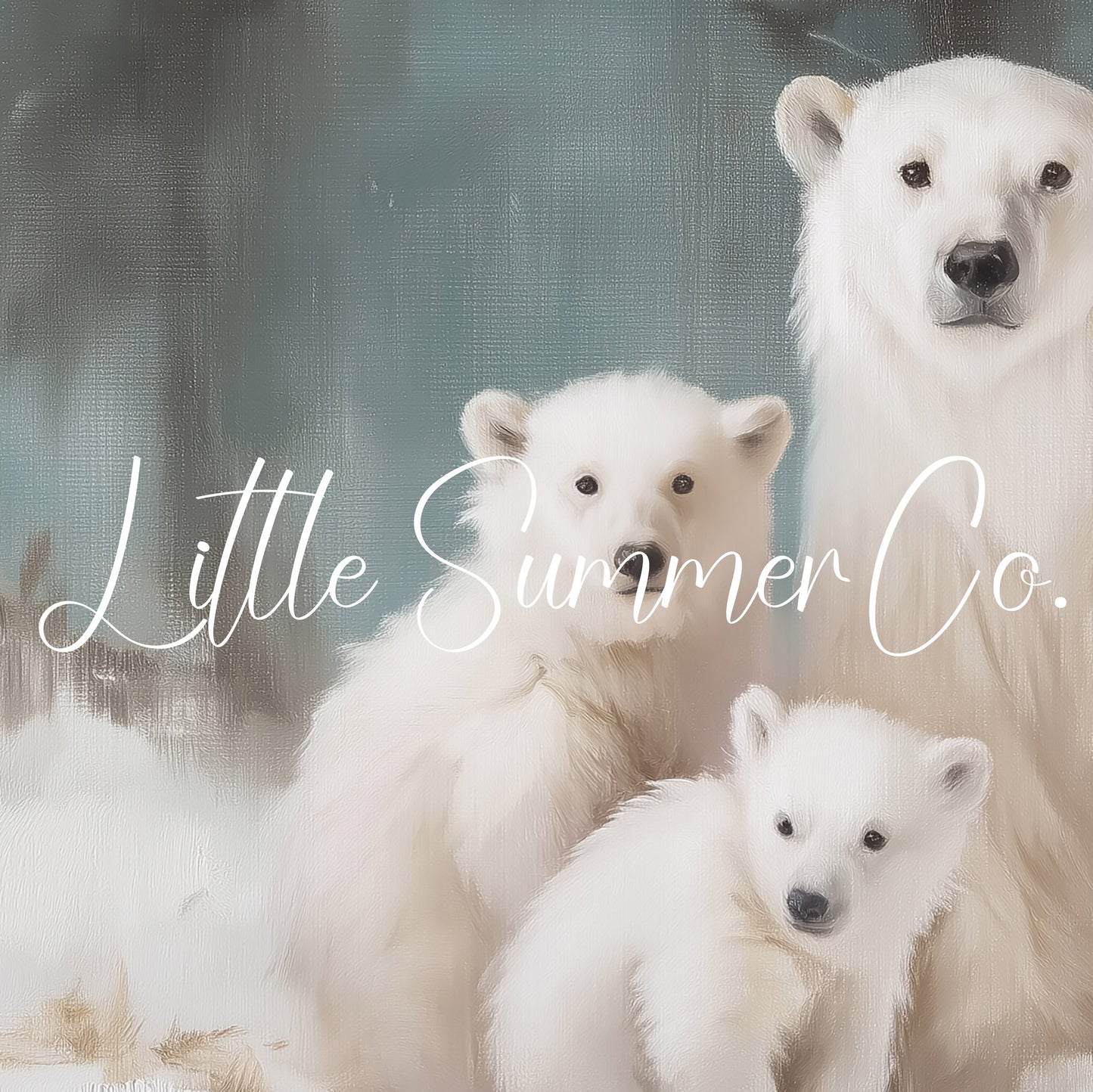 Polar Bear and Cubs Frame TV Art displayed on a TV