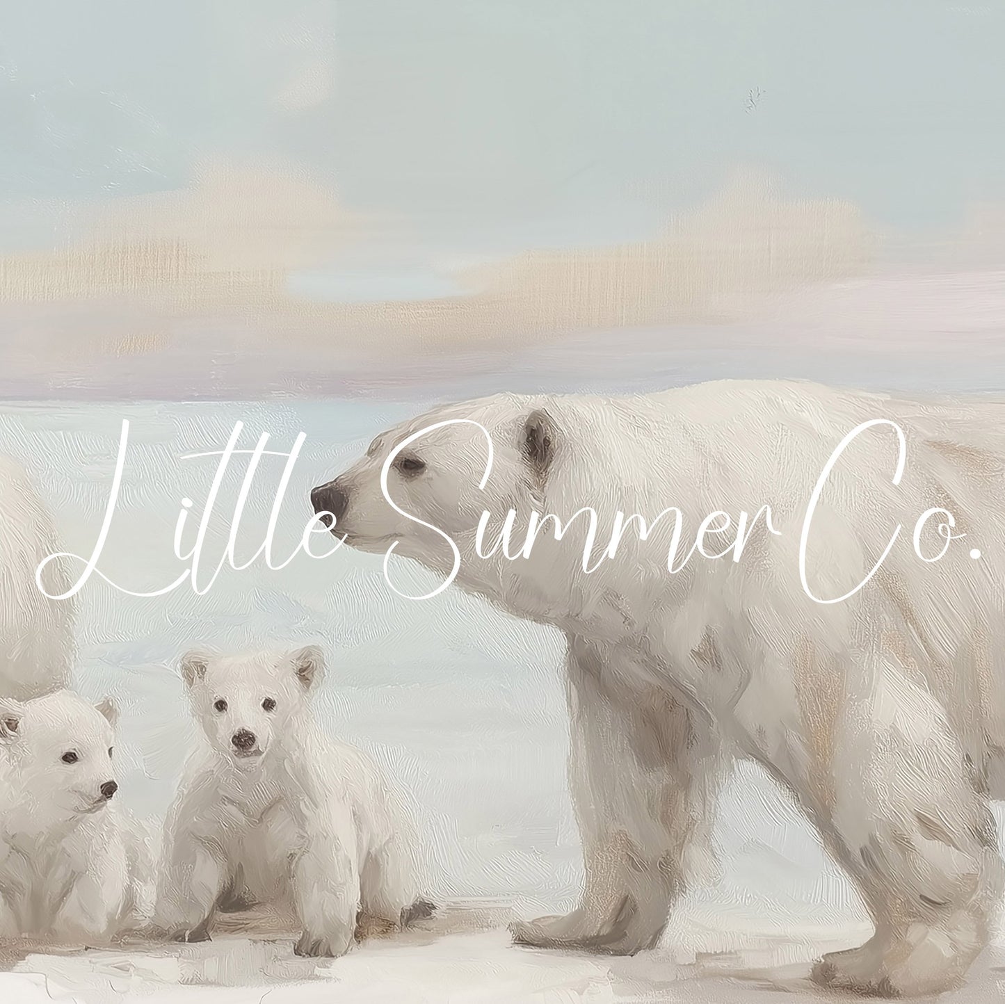 Polar Bear Family Snow Frame TV Art displayed on a TV