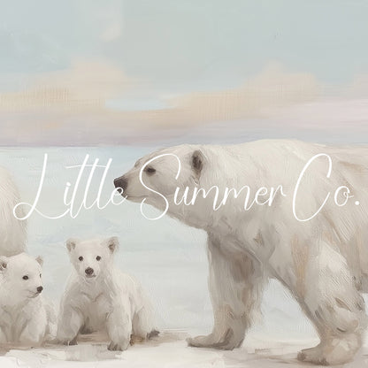 Polar Bear Family Snow Frame TV Art displayed on a TV