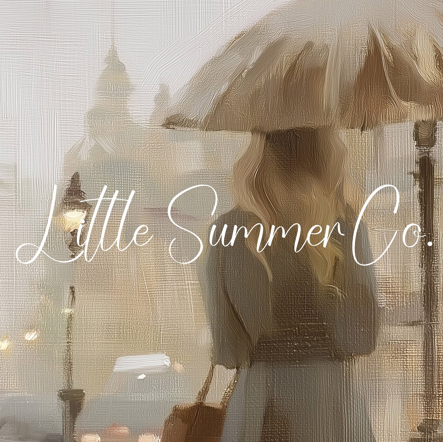 Woman Umbrella London Frame TV Art displayed on a TV