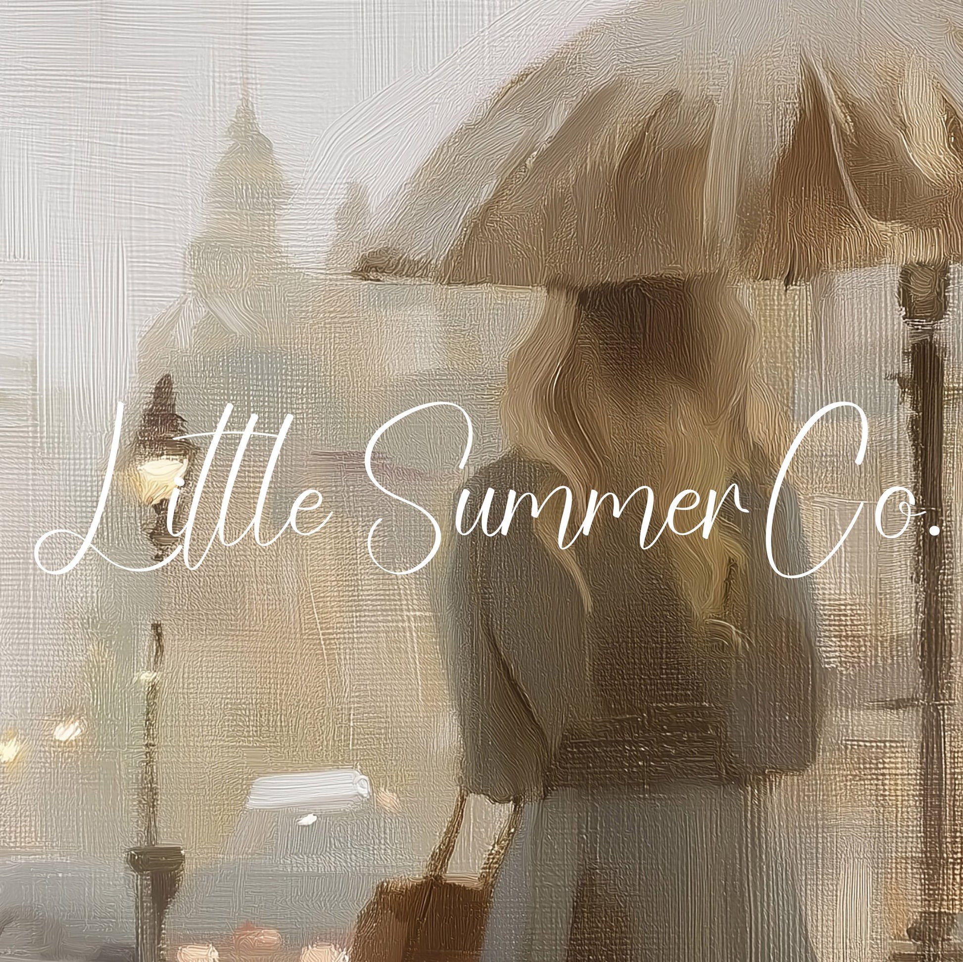 Woman Umbrella London Frame TV Art displayed on a TV