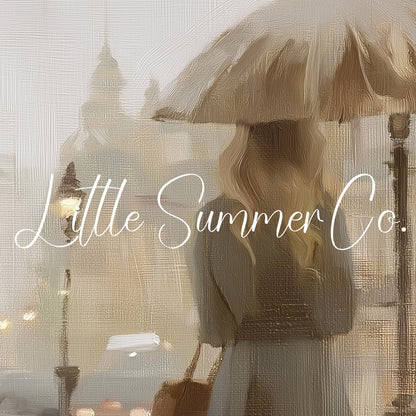 Woman Umbrella London Frame TV Art displayed on a TV