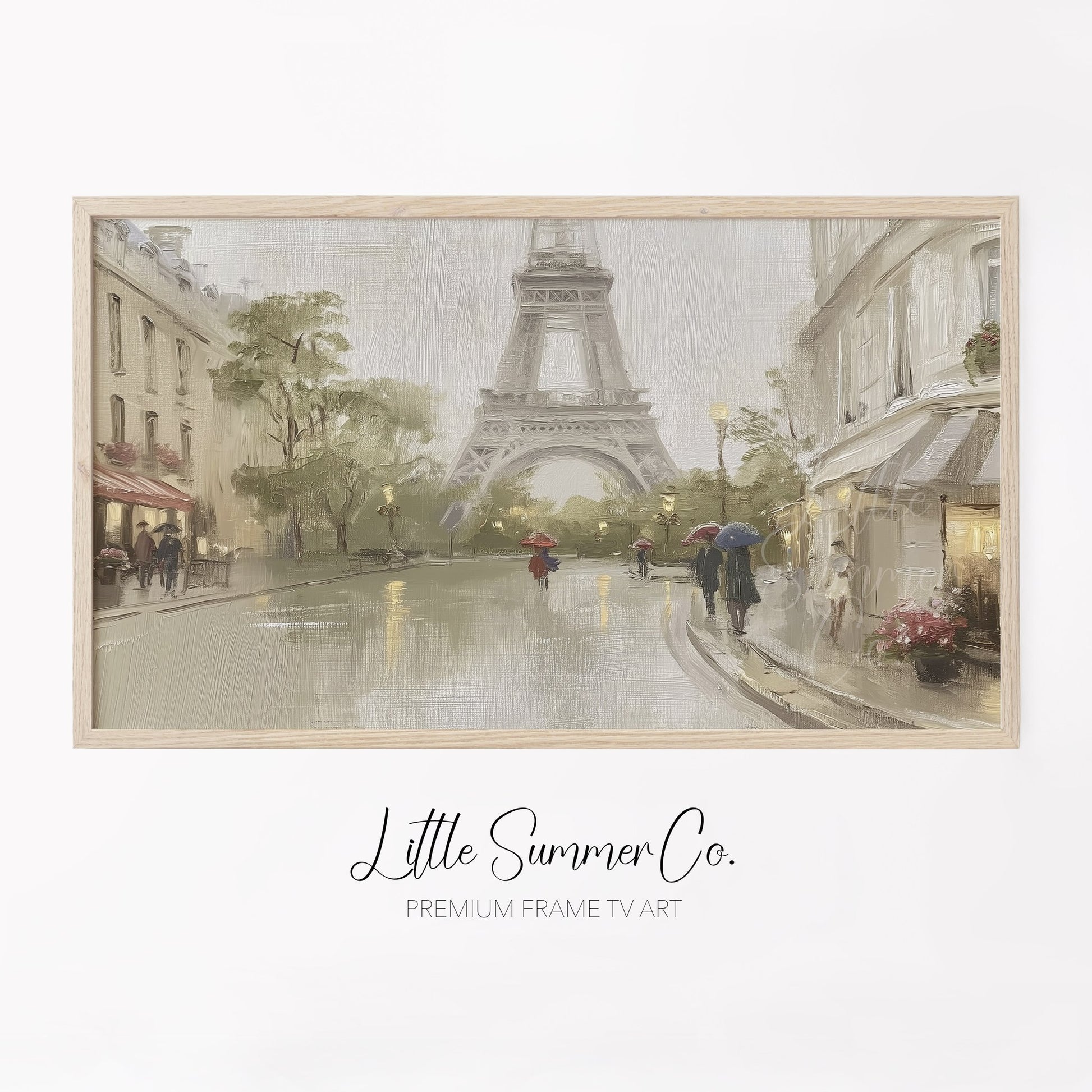 Paris Street and Eiffel Tower Frame TV Art displayed on a TV