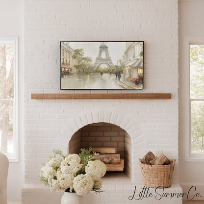Paris Street and Eiffel Tower Frame TV Art displayed on a TV