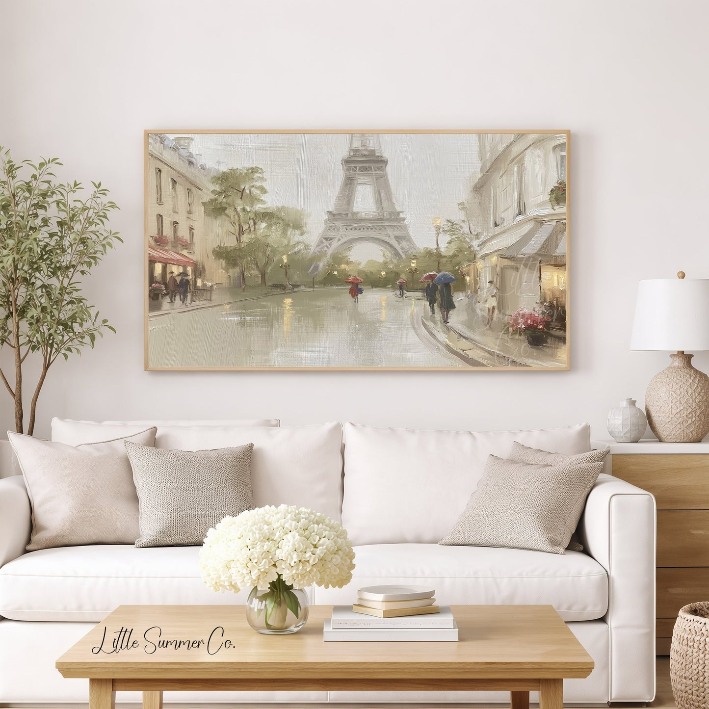 Paris Street and Eiffel Tower Frame TV Art displayed on a TV