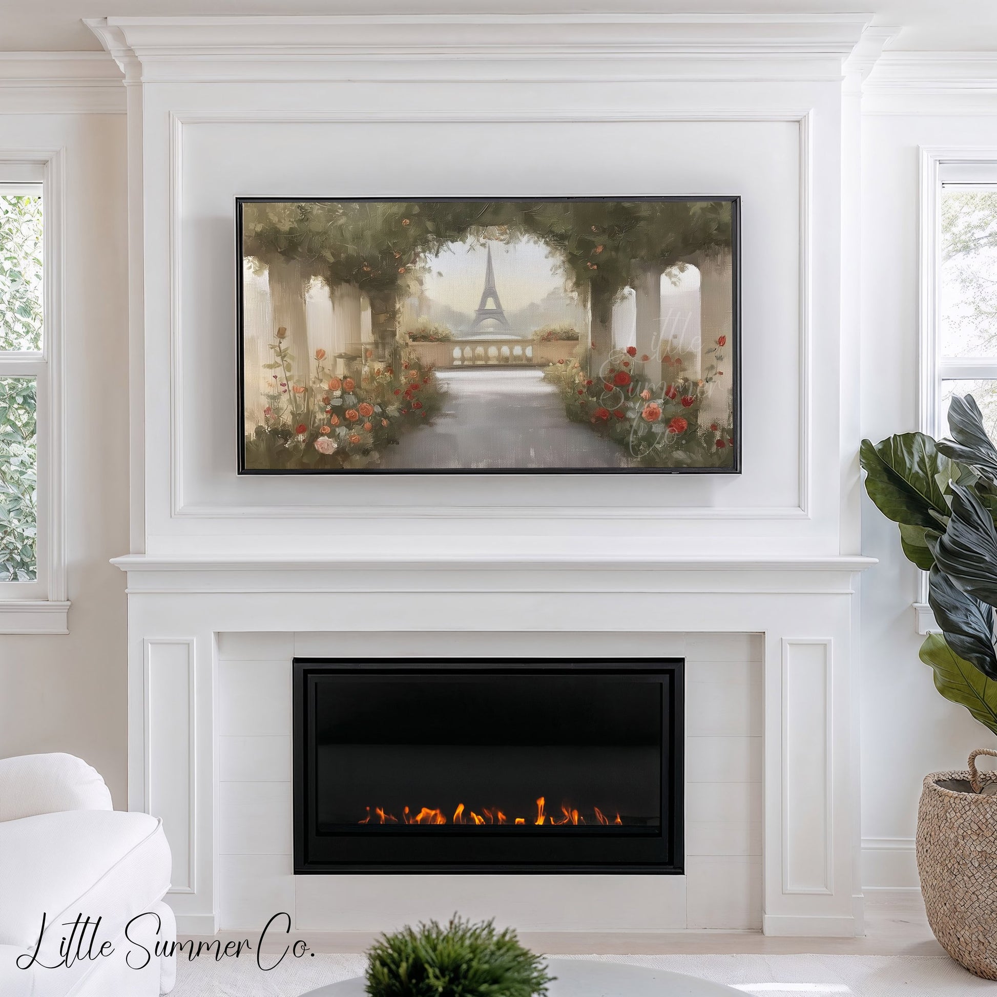 Eiffel Tower Rose Terrace Frame TV Art displayed on a TV