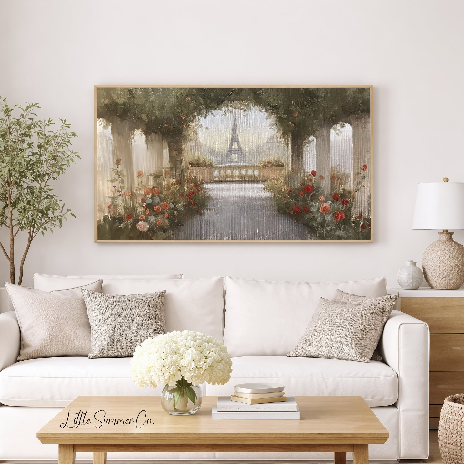 Eiffel Tower Rose Terrace Frame TV Art displayed on a TV