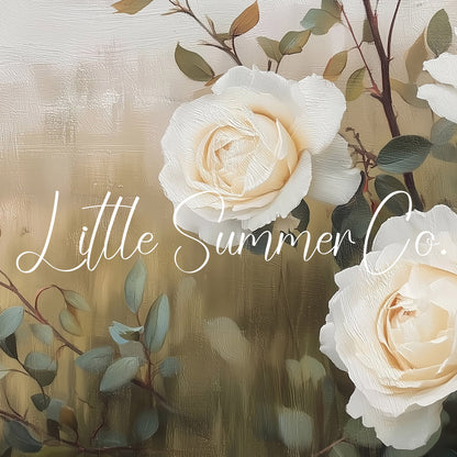 White Roses and Branches Frame TV Art displayed on a TV