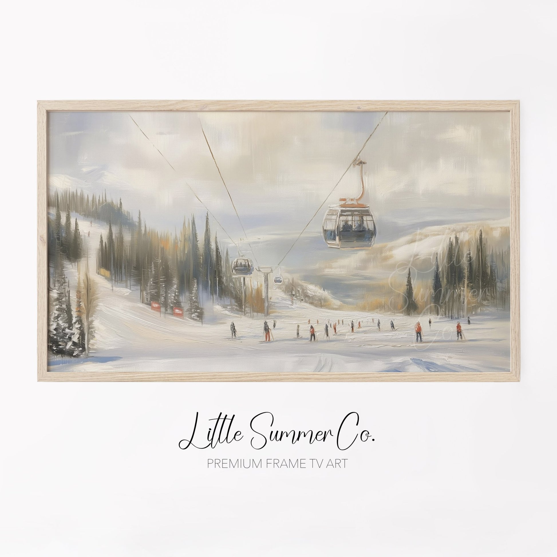 Ski Gondola Snowy Slopes Frame TV Art displayed on a TV