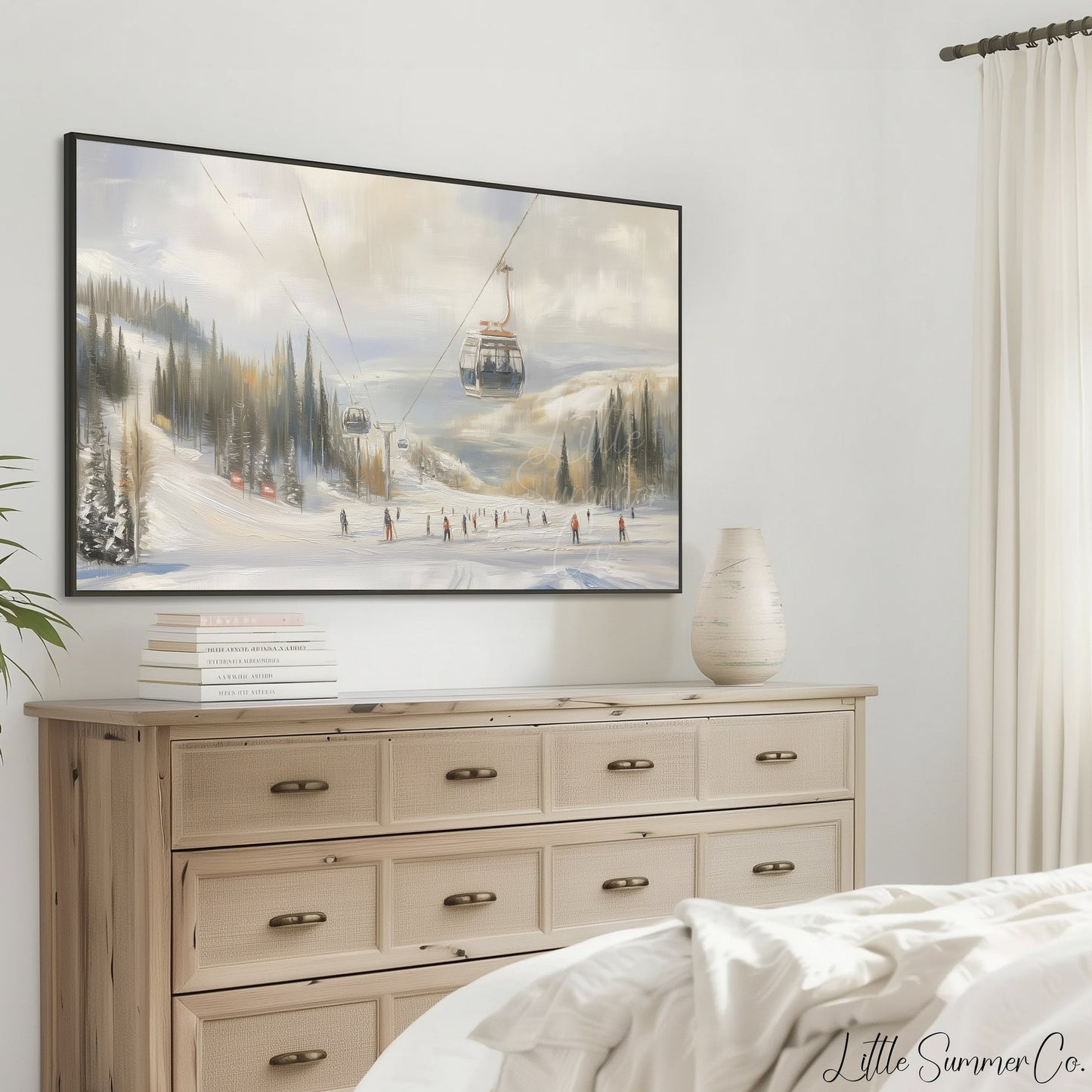 Ski Gondola Snowy Slopes Frame TV Art displayed on a TV