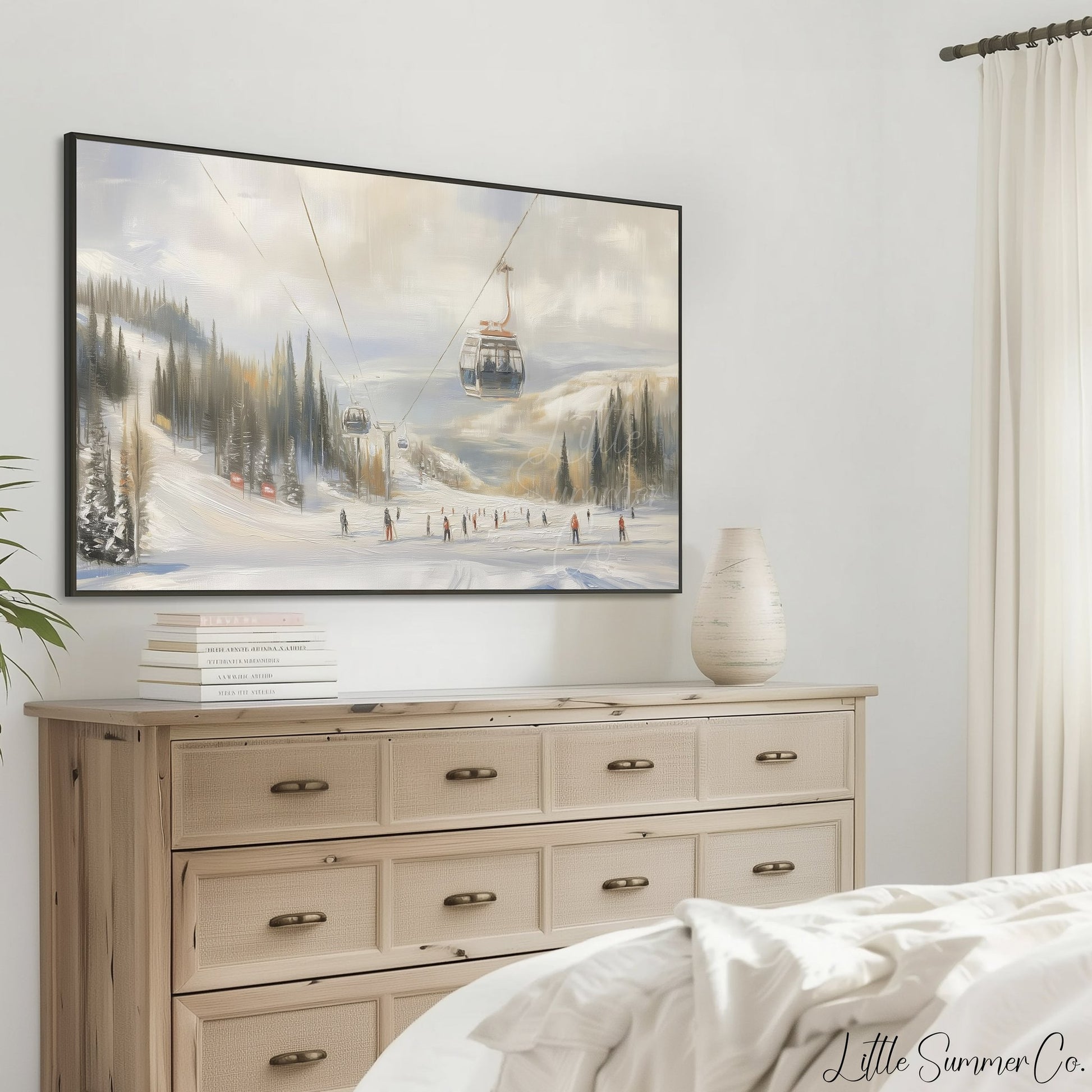 Ski Gondola Snowy Slopes Frame TV Art displayed on a TV