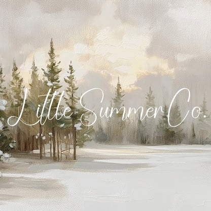Snow Covered Pine Forest Frame TV Art displayed on a TV
