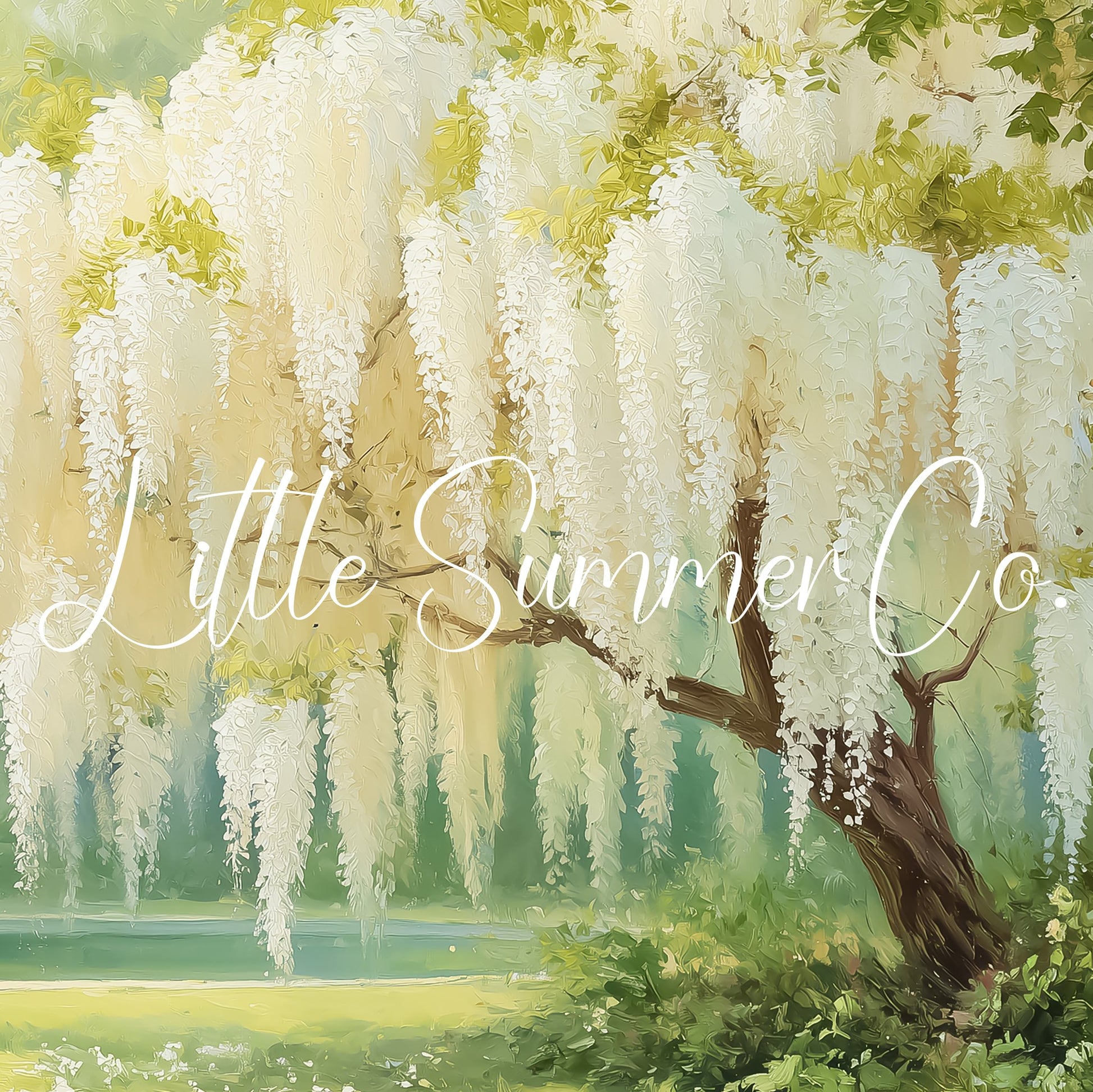 White Wisteria Garden Tree Frame TV Art displayed on a TV