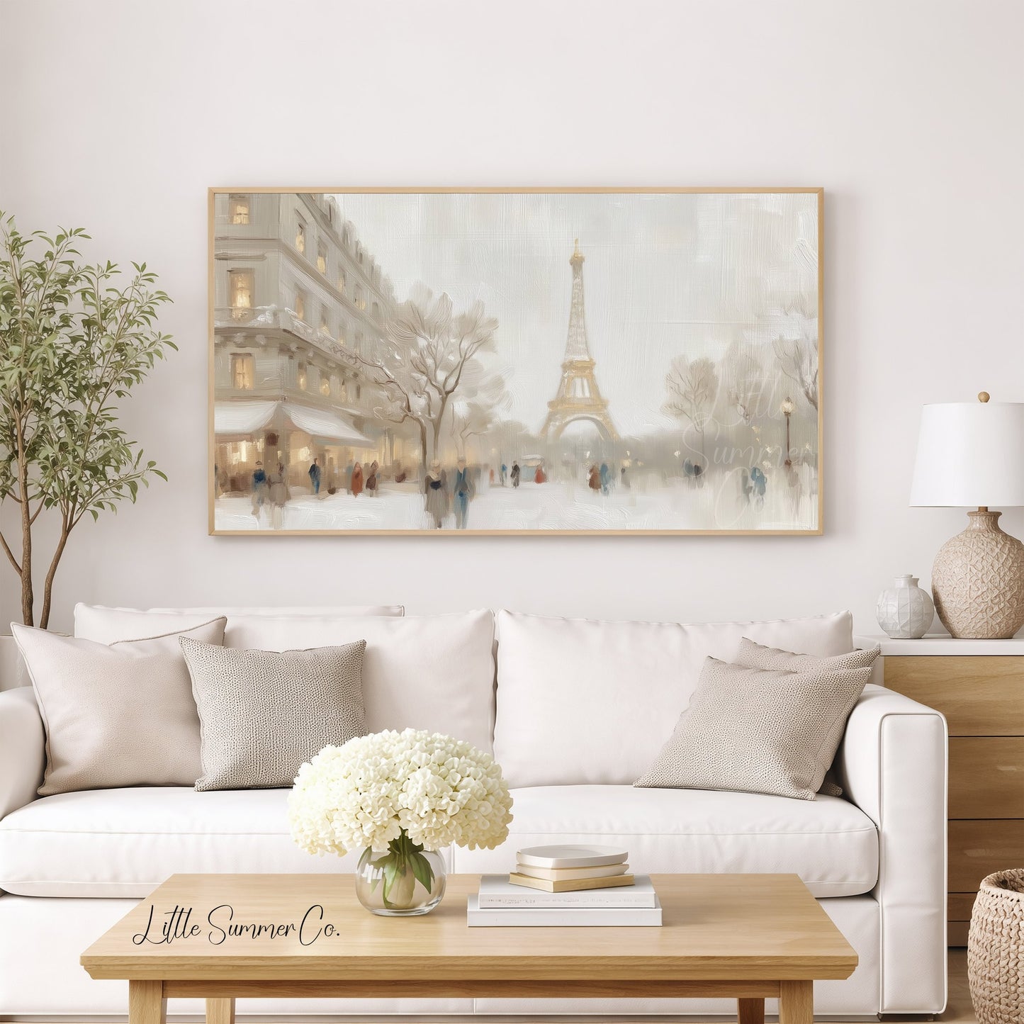 Eiffel Tower Winter Street Frame TV Art displayed on a TV