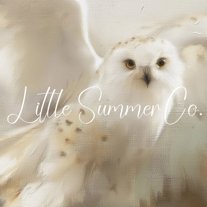 Snowy Owl in Flight Frame TV Art displayed on a TV