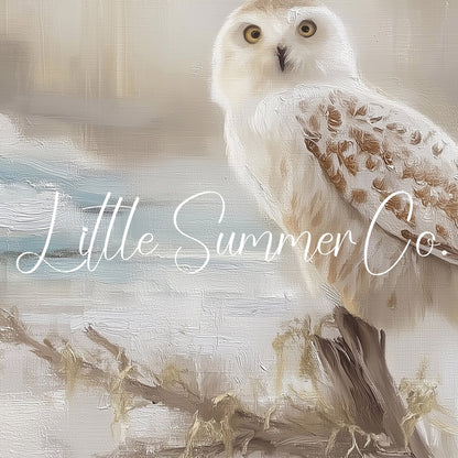 Snowy Owl on Branch Frame TV Art displayed on a TV
